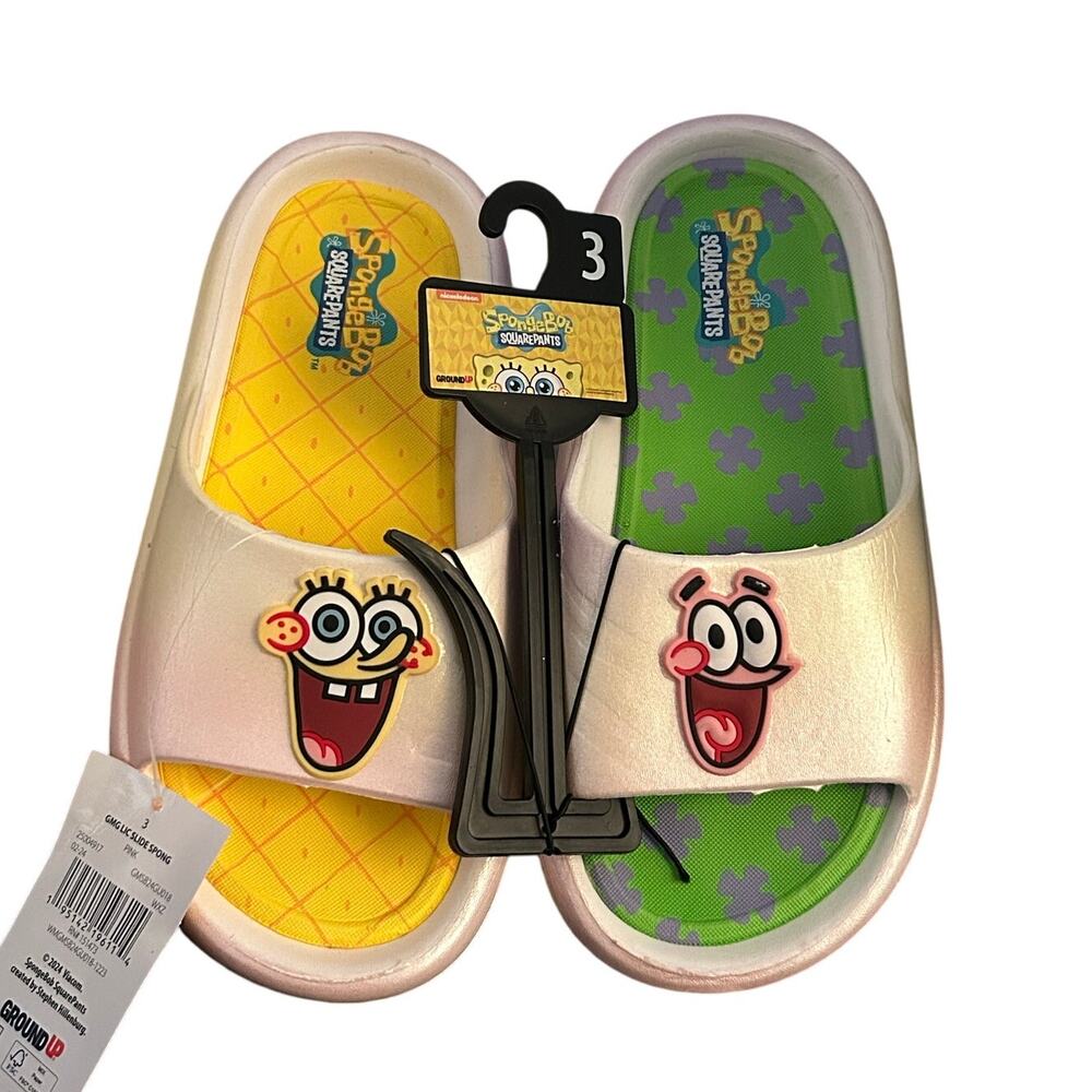Soccer Slides Sizes 3 kids SpongeBob SquarePants Patrick Slip On Shoes